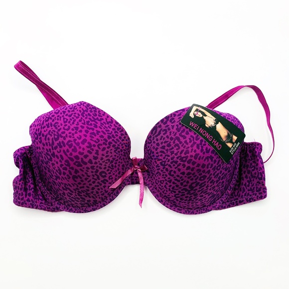 Bra Padded Animal Print Pattern Purple - Picture 1 of 5